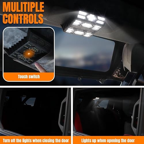 Miniatura 4 de Luces de techo traseras mejoradas, luces LED de cúpula de luz de lectura de cortesía, interruptor táctil LED, luces de carga interiores, accesorios