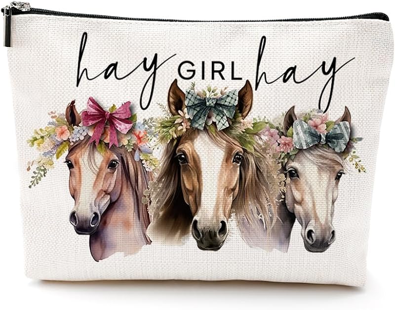 Necessaire retangular VICBOU com estampa GirlHorse, estilo Western, 1 unidade