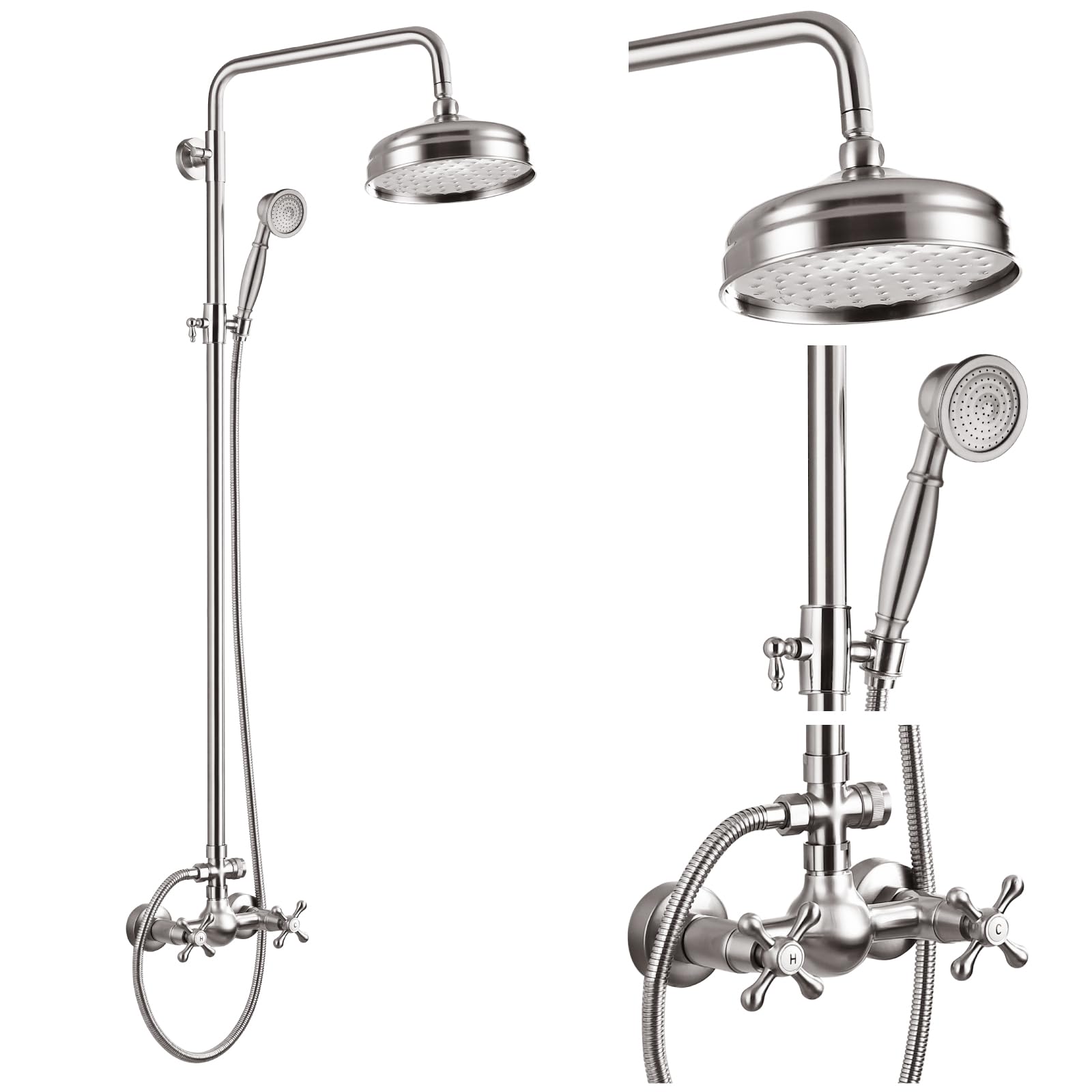 Amazon | gotonovo 浴室露出シャワー器具 8インチ レインシャワー