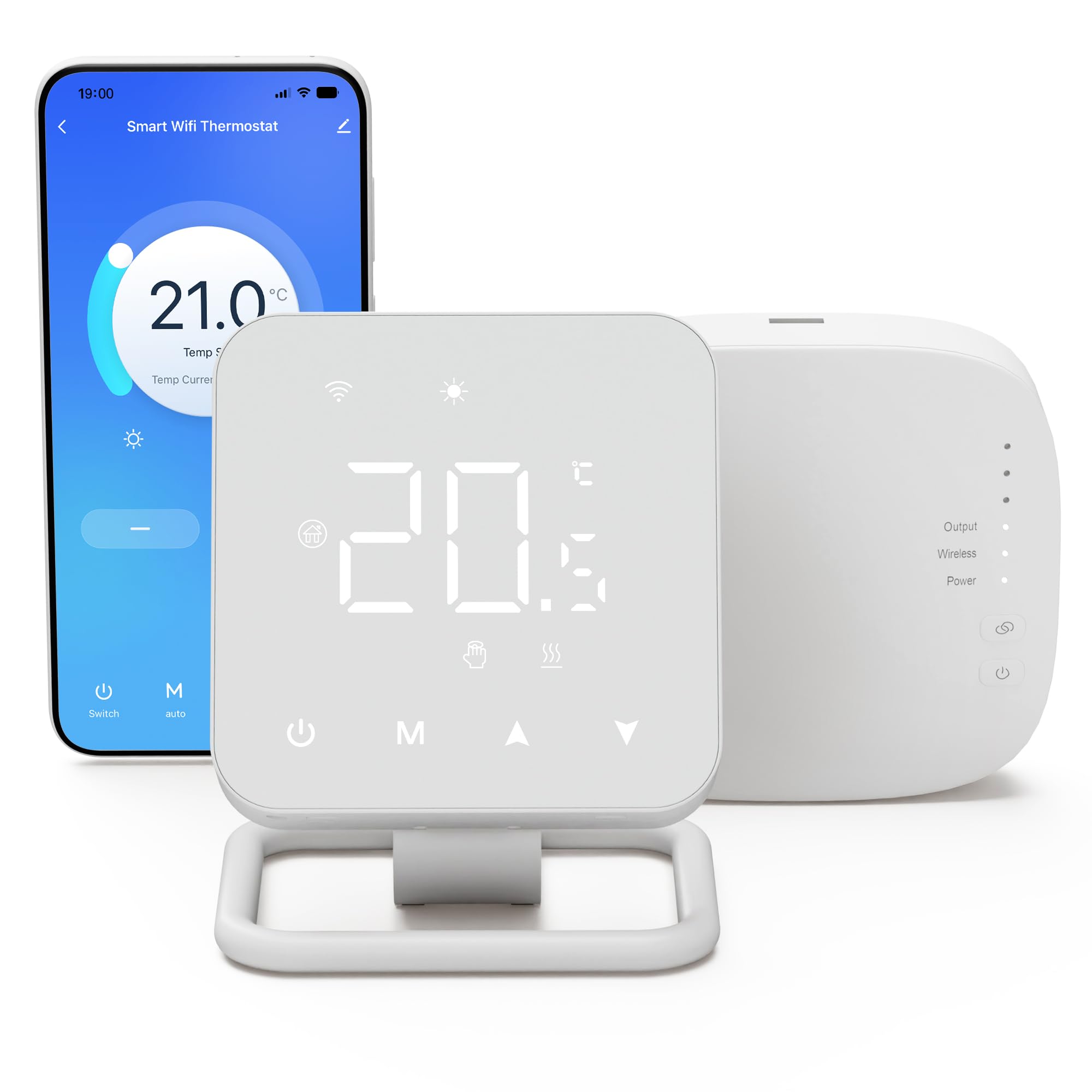 Termostato WiFi inalámbrico Inteligente para Caldera y Calefacción, Alimentación por baterÃa o USB.programable Diariamente.Control Remoto por Tuya/Smart Life App y por Voz Alexa/Google,3A