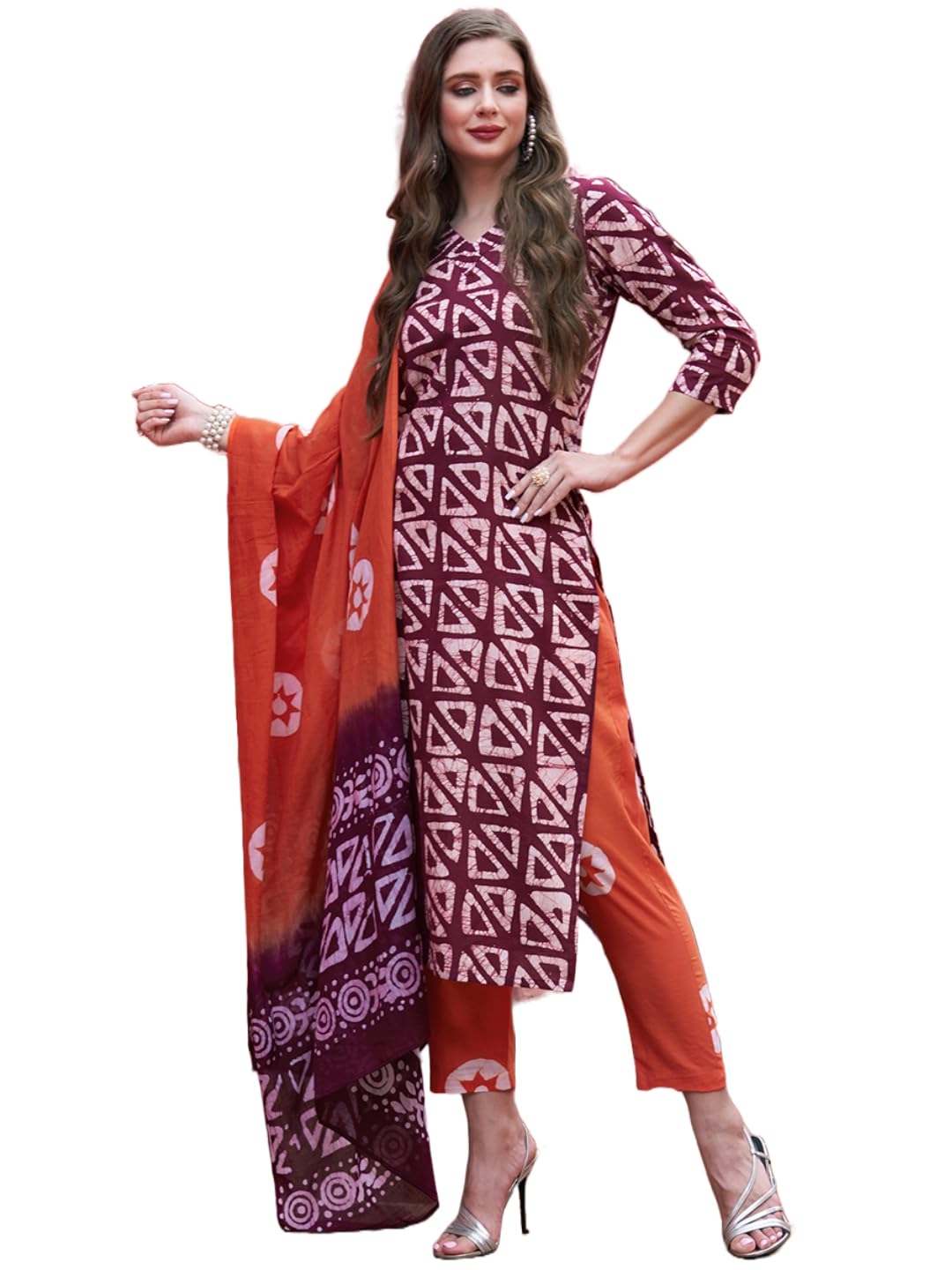 ANNI DESIGNER Women's Cotton Blend Printed Straight Kurta with Pant & Dupatta