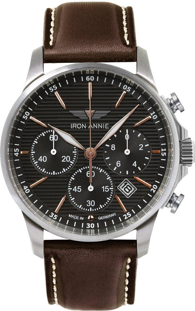 Iron Annie Herrenuhr mit Lederband Serie Wellblech Chronograph Datum
