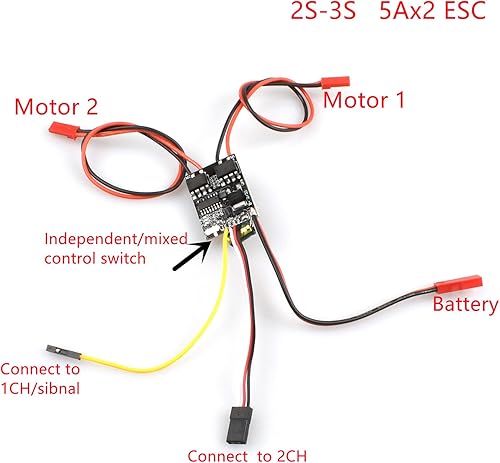 Miniatura 6 de 3 unids Dual Way bidireccional cepillado 5A ESC 2S-3S LiPo Esc controlador de velocidad para RC barco tanque 130 180 motor modelo piezas de repuesto