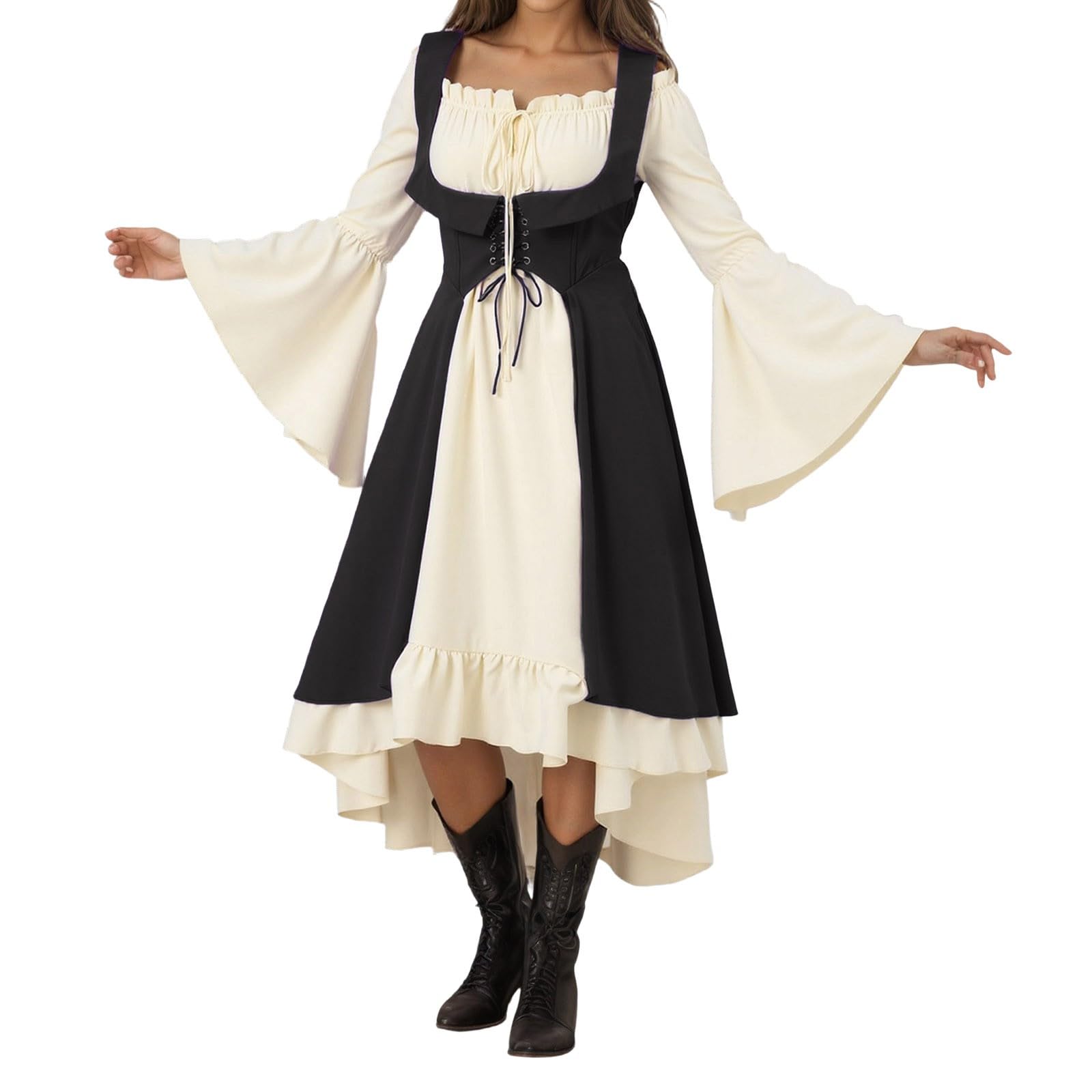 Damen Oktoberfestkleid Trachtenkleid Dirndlkleid Elegantes mittelalterliches Kleid für Frauen Gothic Cosplay historisches Gerichtskleid Halloween Party Outfit Carnaval Halloween Costume
