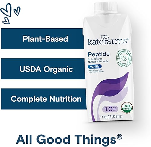 Miniatura 3 de KATE FARMS Péptido orgánico para adultos 1.0 Formula, vainilla, fuente única, nutrición hidrolizada a base de plantas para alimentación oral o por