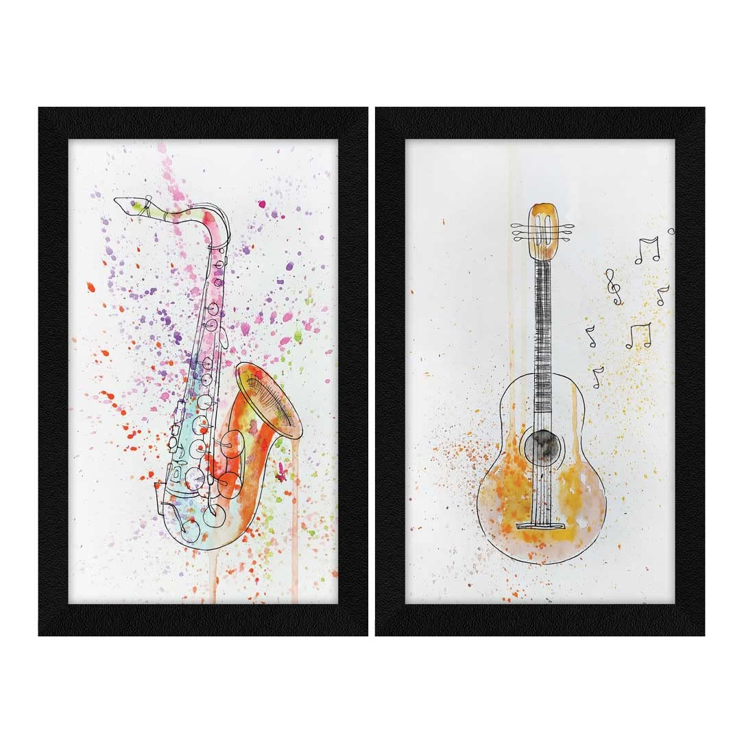 Jitesh Arts Beautiful Musical Instruments Set of 2 Paintings for