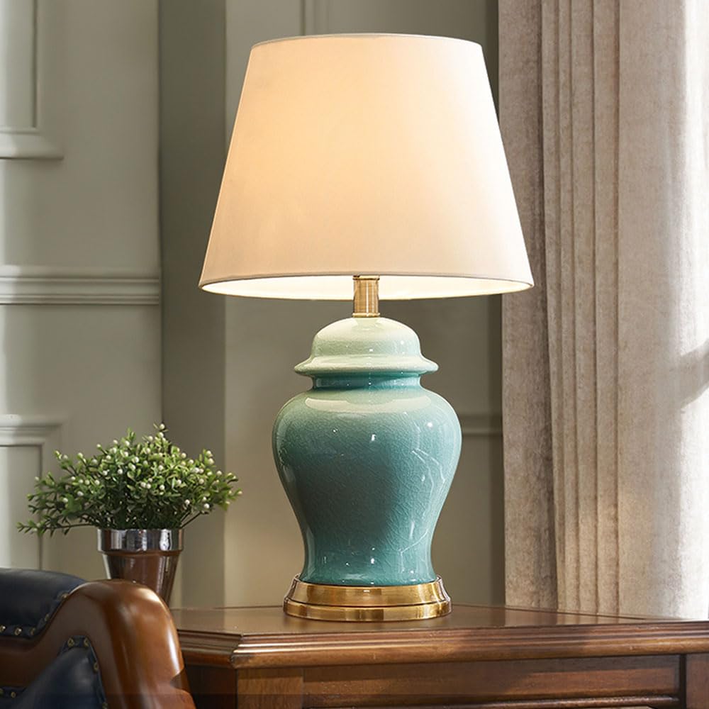 SGKOMN 23.6" Ceramic Modern Classic Table Lamp Contemporary Farmhouse Bedside Desk Nightstand Lamp For Bedroom Living Room Office College Bookcase