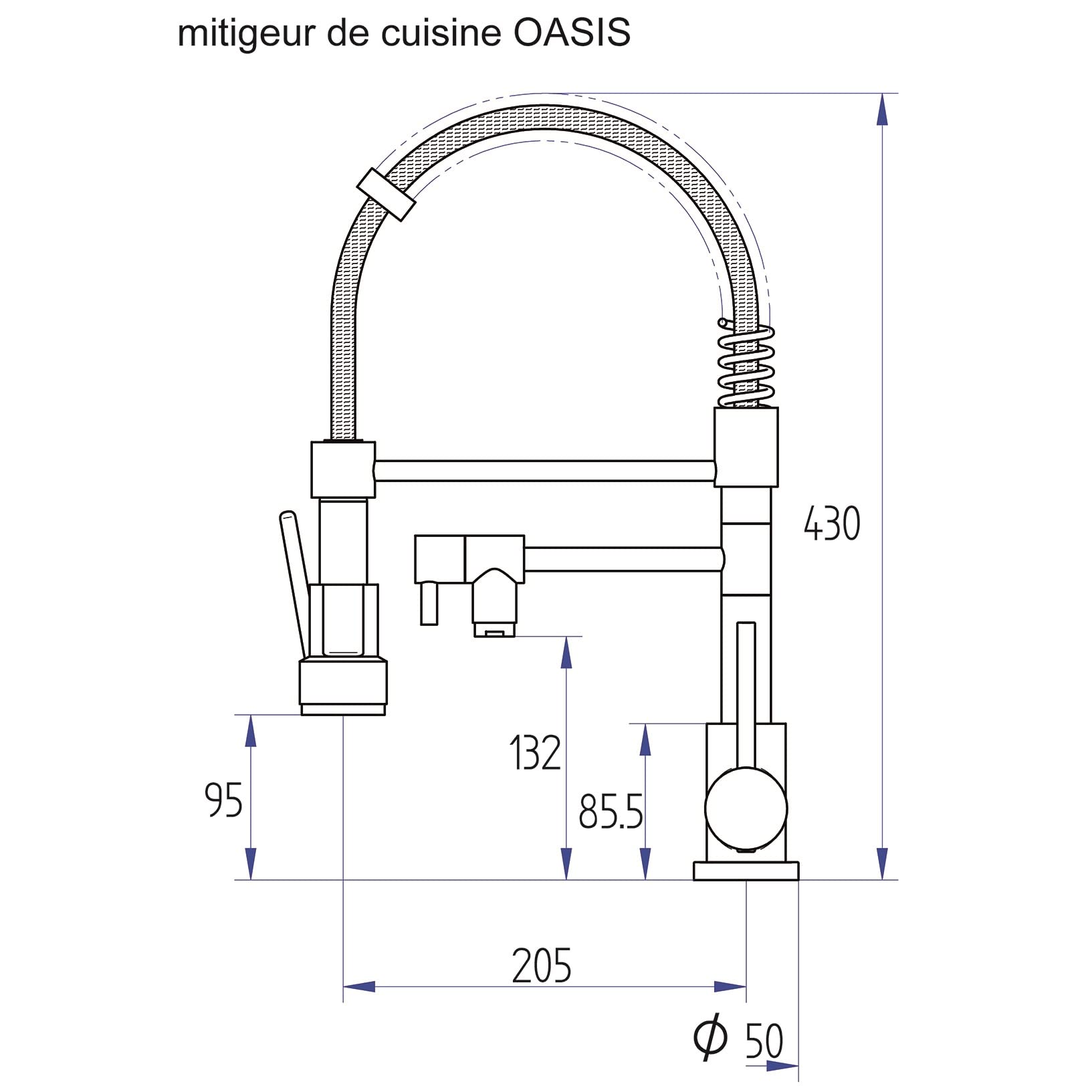 Mitigeur d'Evier Chef Double Sortie Inox Brossé OASIS by Eurosanit