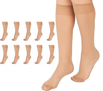 L'eggs Everyday Knee High Stockings, Reinforced Toe, 100% Nylon, Nude