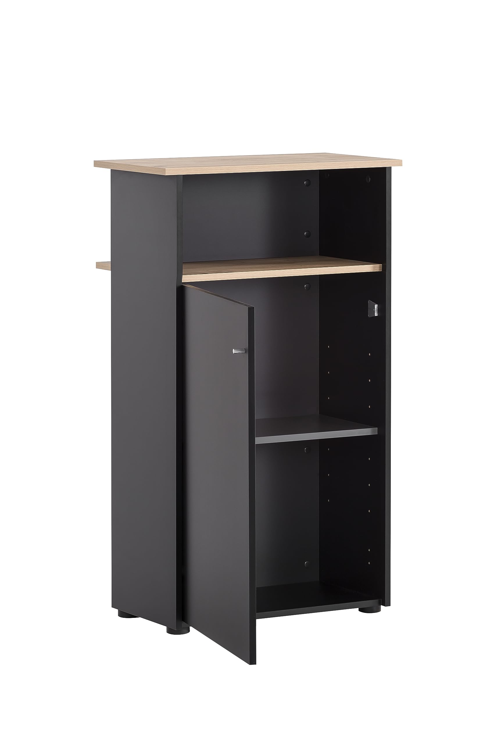 Schildmeyer 155642 Comptoir de réception, décor chêne Artisan/Noir, 65,8 x 44 x 110,5 cm