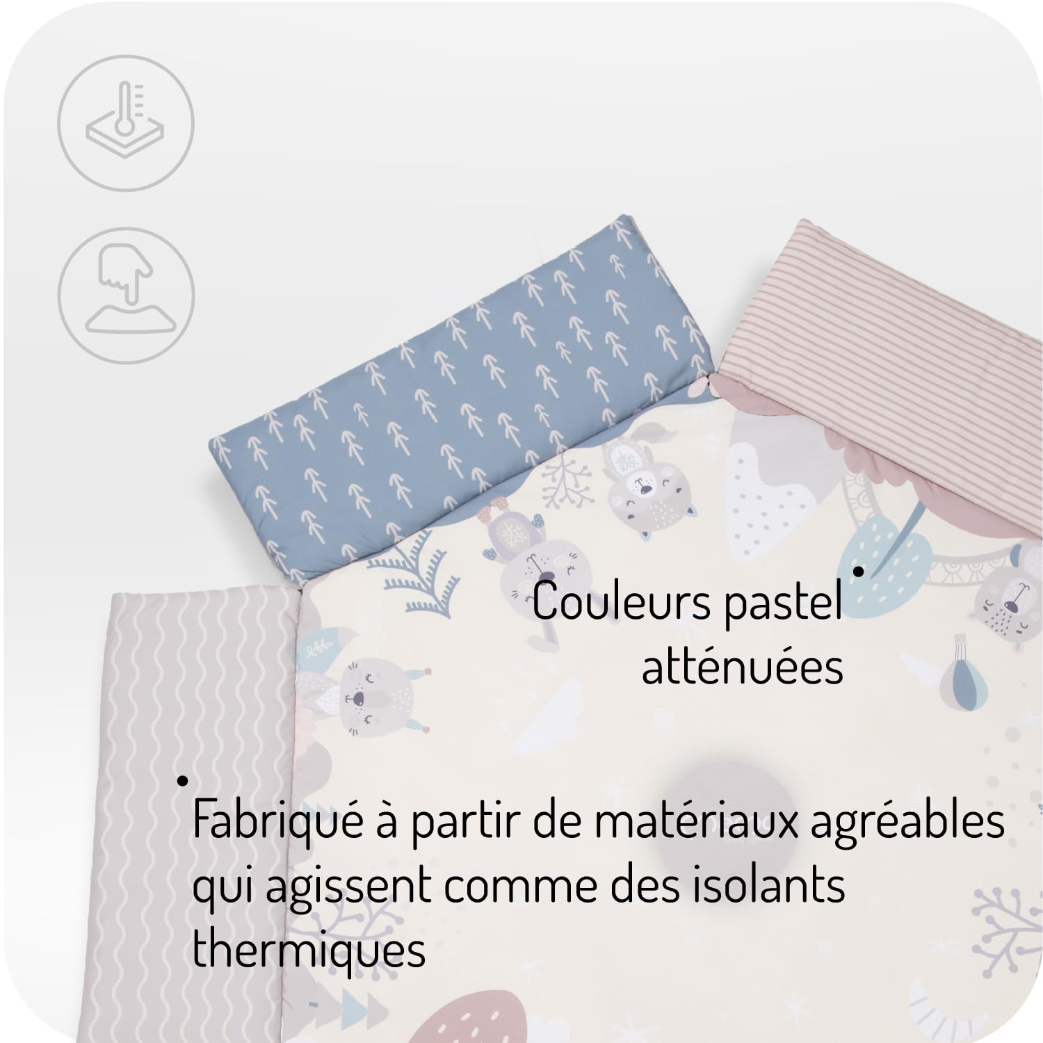 Arche de jeu MoMi PASTEL avec tapis rampant 3 en 1 pour bébé dès la naissance, tapis d'activité sensorielle avec 2 arches, bain de balles, 5 jouets, 20 balles avec sac