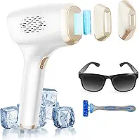 Remoção de pelos a laser com função de cuidado de resfriamento, 999.999+ Flashes Dispositivo de remoção de pelos IPL de gelo, 3 em 1 em removedor de pelos em casa e mulheres e homens