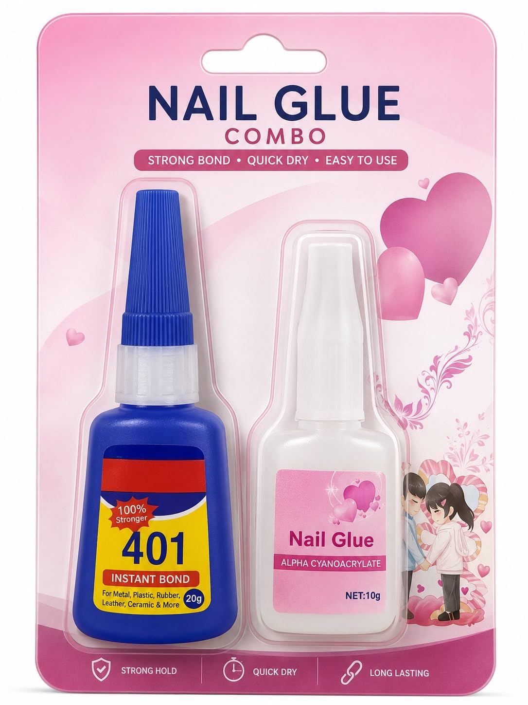 Nail Glue Combo Pack (20g + 10g) | Super Strong Quick Dry Nail Adhesive | Long Lasting False Nail Glue for Press-On Nails, Acrylic Nails, Nail Tips & Nail Art,Press On Nails,Nail Art Kit,Salon Nail-image-45