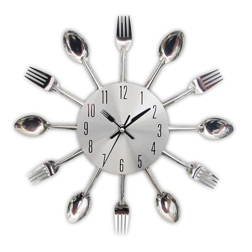 Timelike Stainless steel kitchen utensils clock – 32 cm