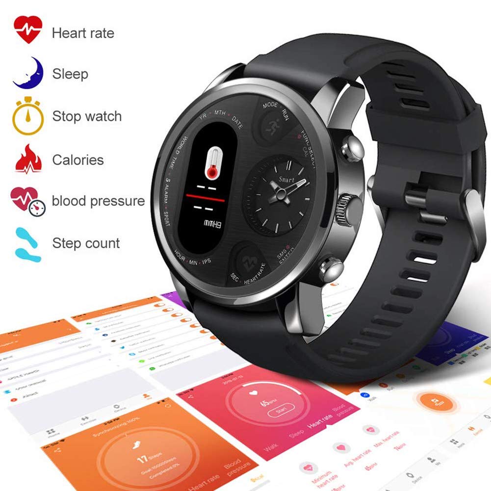 Smart Watch da Uomo Premium Orologio Sportivo E da Lavoro Display HD Braccialetto Intelligente Monitoraggio del Sonno Impermeabile modalità Multi-Sport