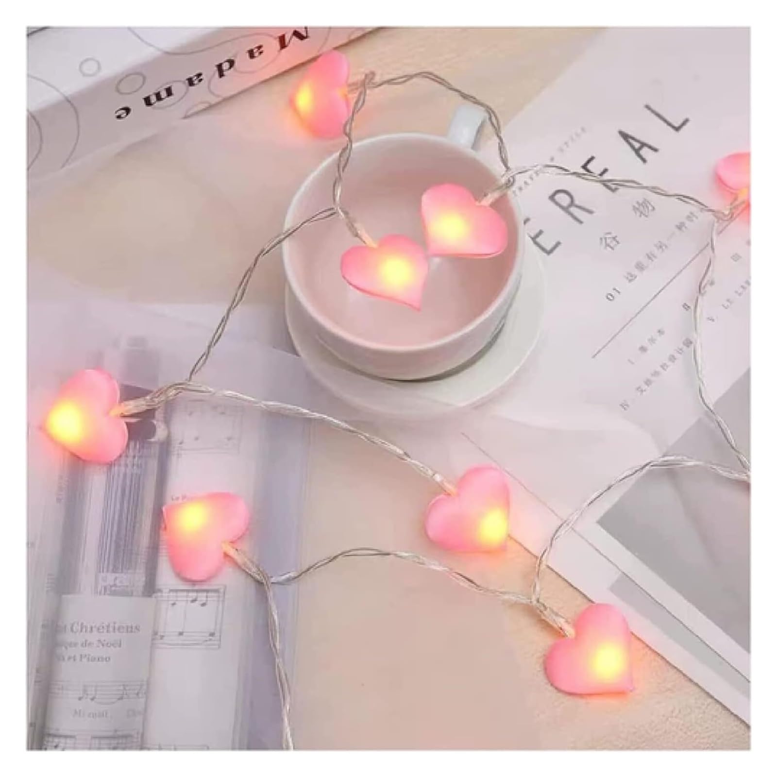 LKLNKVL string light, LED Heart String Lights,Room Decoration Light for,Battery Operated Valentine's Day Romantic Party, Wedding and Holiday Fairy