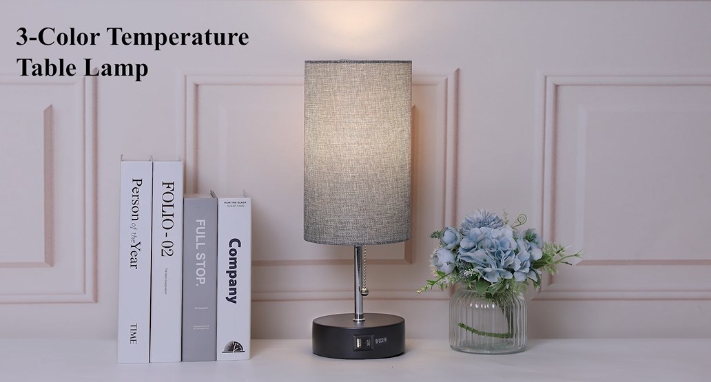 BRID OLIKA LAMP 3BULB PENDANT ウニコ　グレー 3-Color Temperature Bedside Lamp Nightstand Lamp with USB A Port
