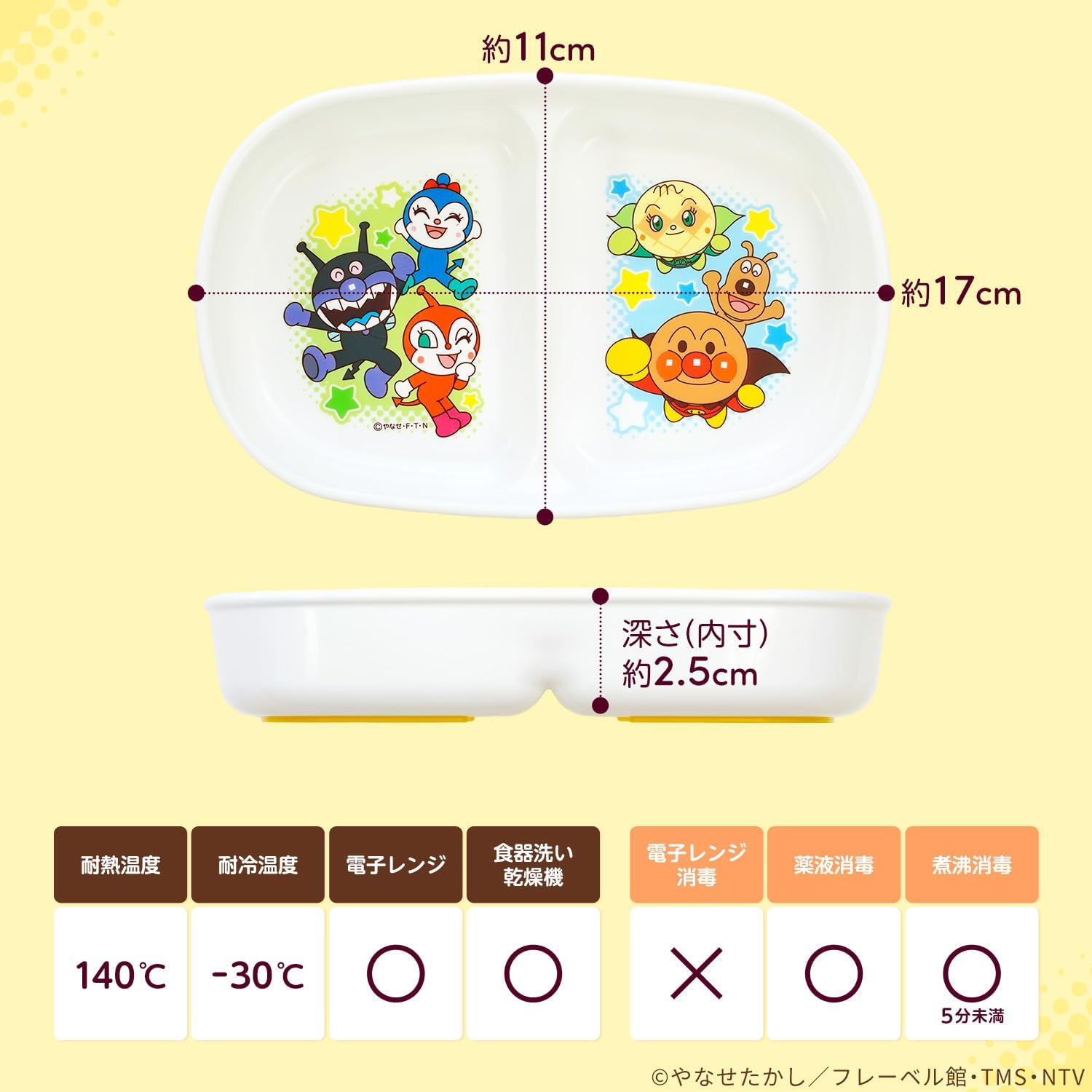 Lec Anpanman Divider Plates (17 x 11 x 3 cm) Microwave Dishwasher, Boil and Sterilise Well Non-Slip