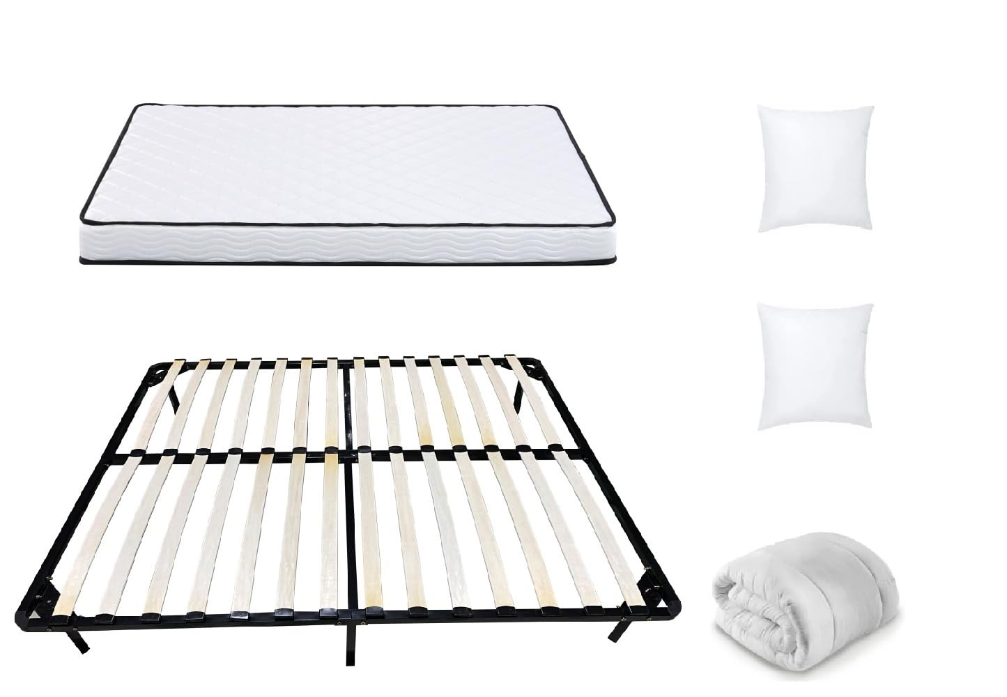 IZTOSS Matelas 140x190 avec Sommier a Lattes en Bois et Couette Oreiller