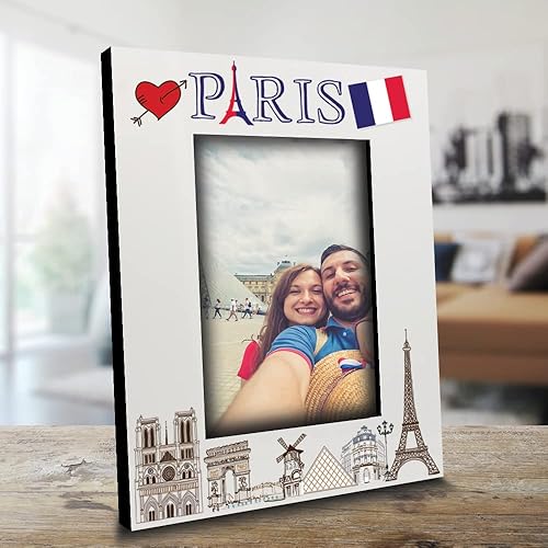 Miniatura 2 de Bella Busta - Marco de fotos de París, boda, luna de miel, vacaciones en París, torre Eiffel con impresión UV, juego de diseño de símbolos de París