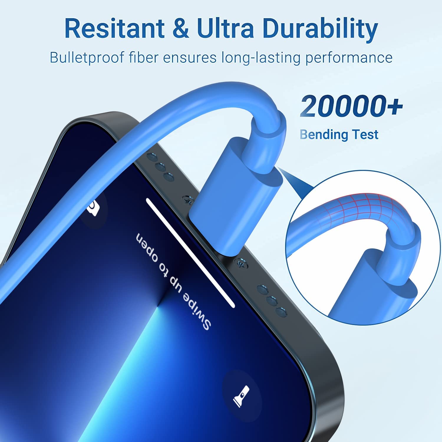 ilikable iPhone Cavo USBC 3 Pezzi 2M Ricarica Rapida Certificato MFi Lightning Cavo iPhone USB C per iPhone14/13/12Pro Max/Mini/11/SE/XR/XS/X/8/8Plus/7/6s Blu