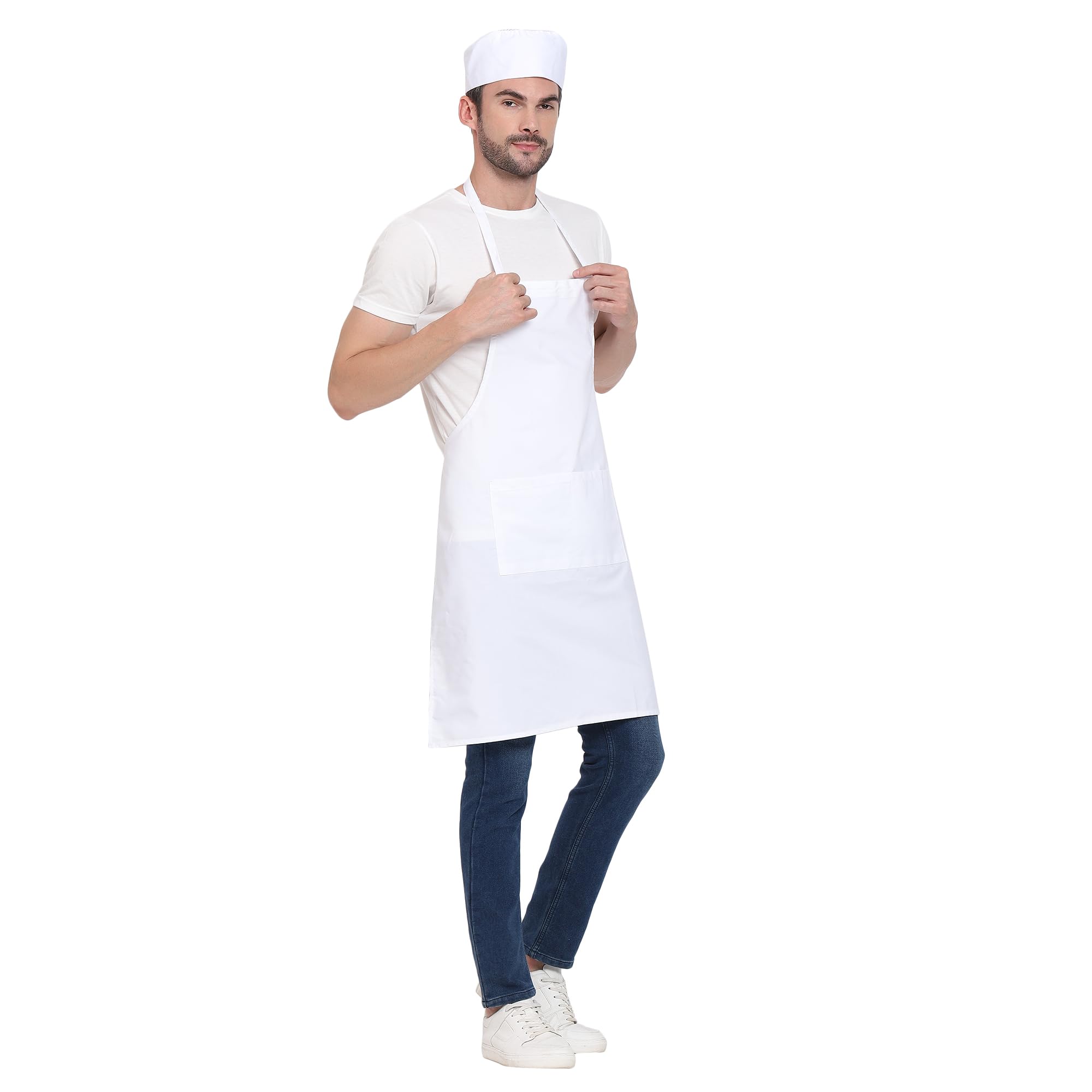 uniformer RedStar - Paquete de 2 delantales unisex para cocina para hombres y mujeres, perfectos para la cocina del hogar, restaurante, cafetería, cocina, bar, salón, barbería (blanco, 2 piezas)