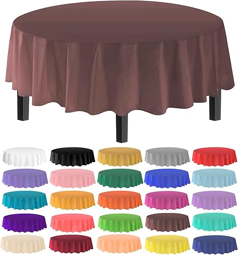 Miniatura 14 de allgala Manteles redondos desechables de plástico de alta calidad, paquete de 12, 84 pulgadas (7 pies), impermeables, resistentes a las manchas,