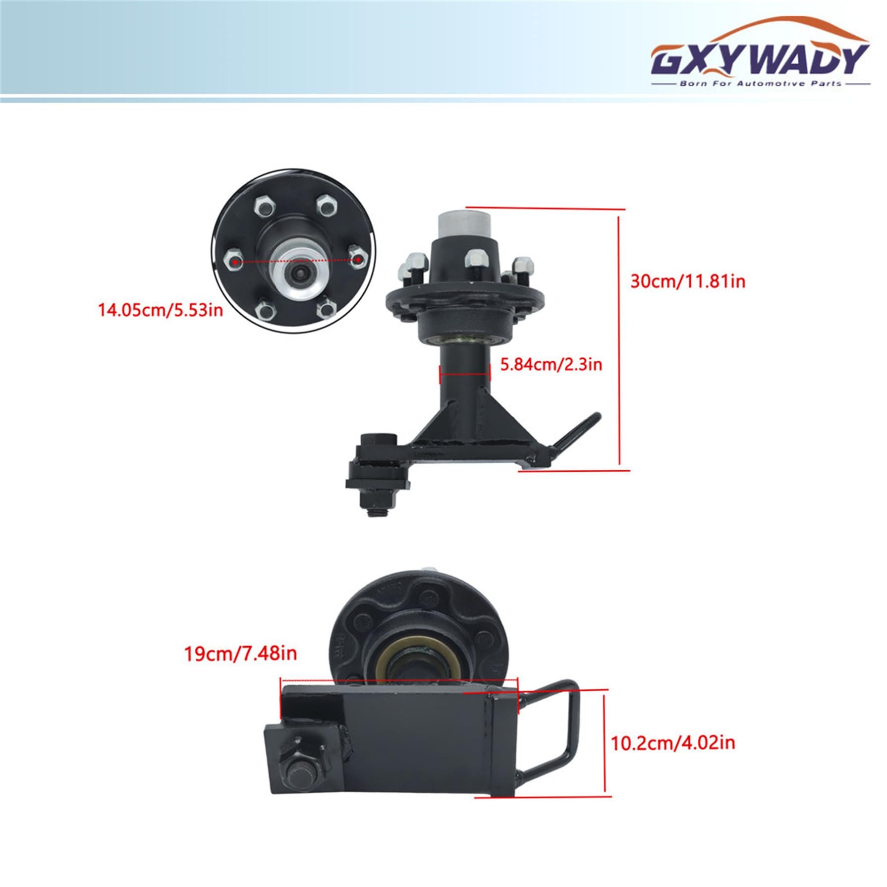 GXYWADY 2 Pcs 6 x 5.5 Lug Shipping Container Wheels and Bolt-On Spindle Kit with Handle