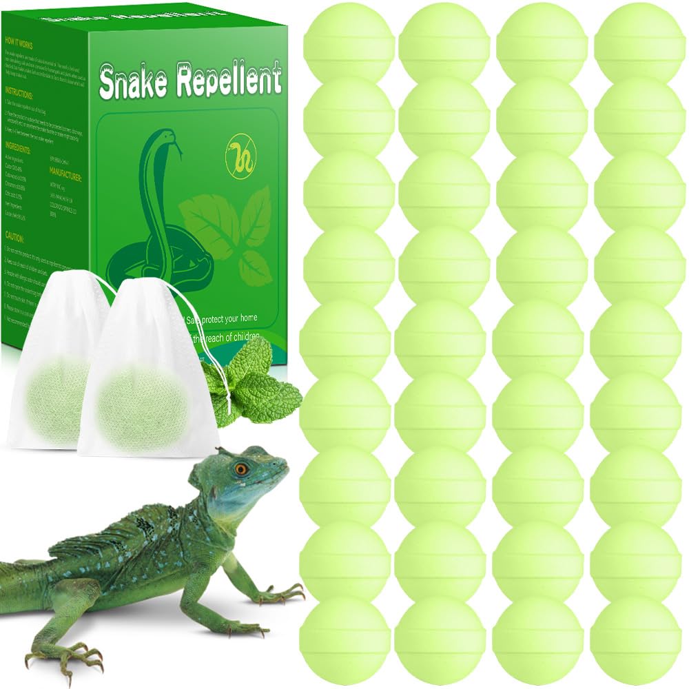 36 Pack Snake Repellent for Yard, Powerful Outdoor & Indoor Lizard be Gone for Garden Lawn, Natural Lizard Repellent for Outdoor Camping Fishing, Effective Repels Snakes Lizard Pets Safe Balls Green