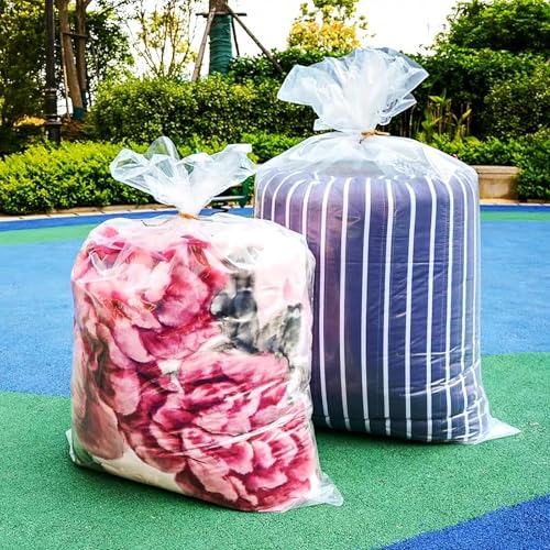 5 Stück extra große durchsichtige Aufbewahrungsbeutel, 100 x 150 cm große Plastiktüten, wiederverwendbare Umzugstaschen, durchsichtige Jumbo-Geschenkbeutel für Bettdecken, Kleidung, Bettwäsche, Koffer