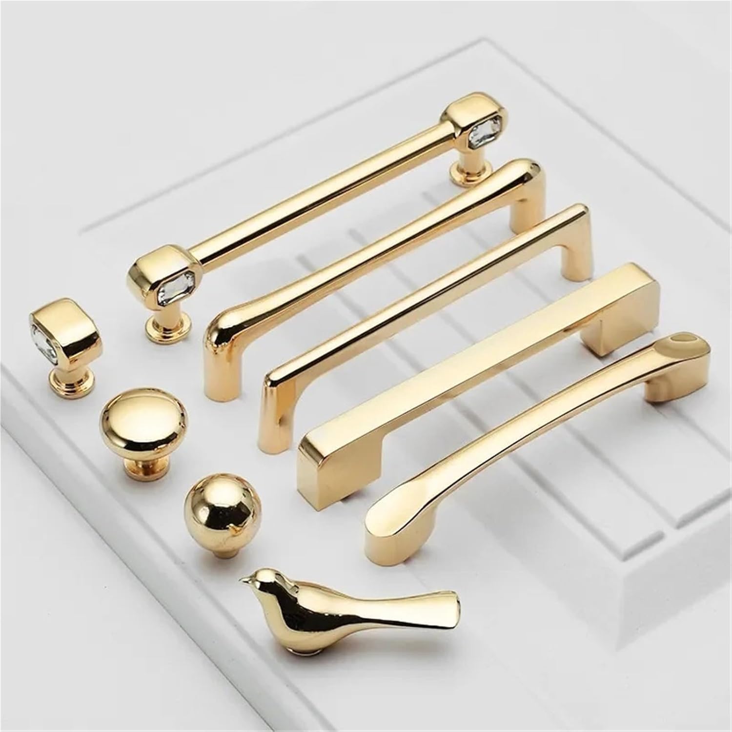 Bright Gold Kitchen Handle Cabinet Knobs and Handles Wardrobe Door Pulls Dresser Gold Handle Door Hardware 1Pcs(Handle-6008-96BG)