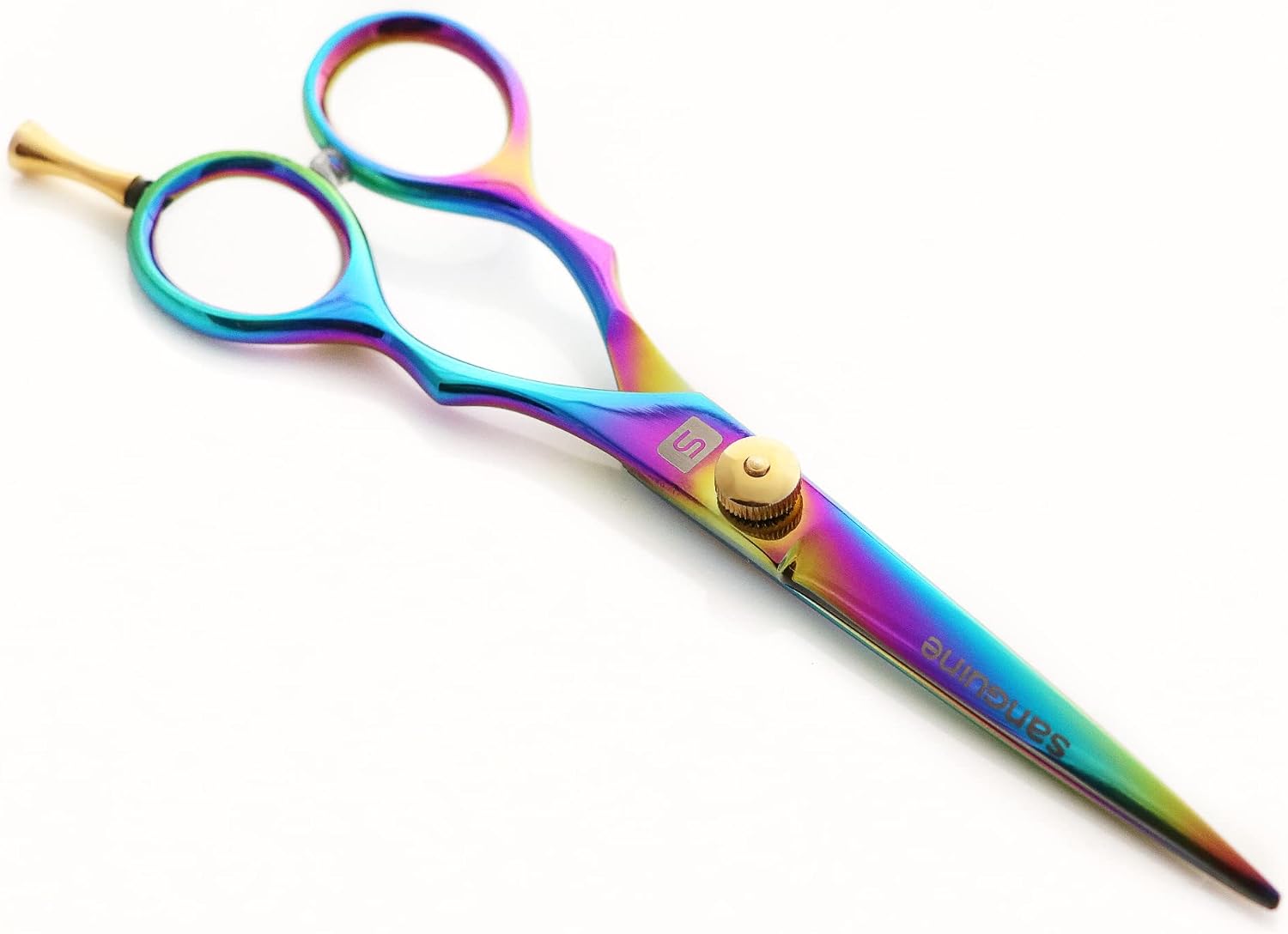 Left Handed Hair Scissors, Left Hand Hairdressers and Barber Shears, Titanium Sheen 6 inch - Presentation Case