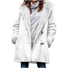 Womens Sherpa Lined Jackets Fashion Winter Fuzzy Fleece Hoodie Sweatshirt Casual Soft Cozy Horn Button Down Coats