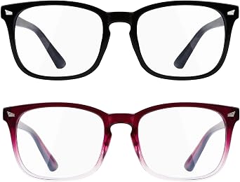 2 PCS Blue Light Glasses for Woman, Blue Light Glasses Men Bluelight Blocking Glasses Eyeglasses For Reading Gaming