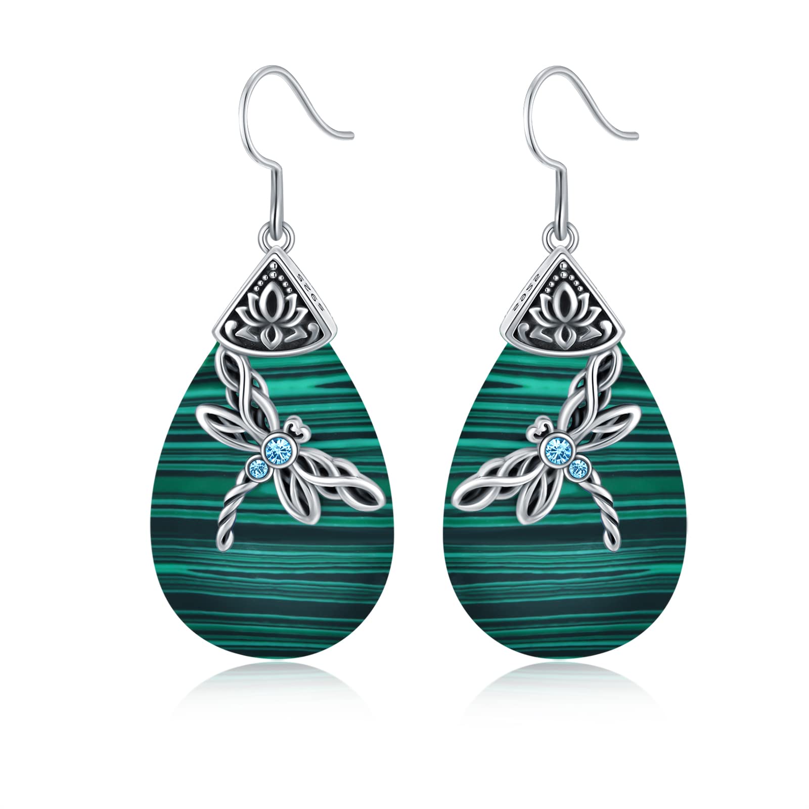 AOBOCOSterling Silver Celtic Dragonfly Dangle Drop Earrings, Celtic Jewellery Birthday Gifts For Women Her Wife Mum