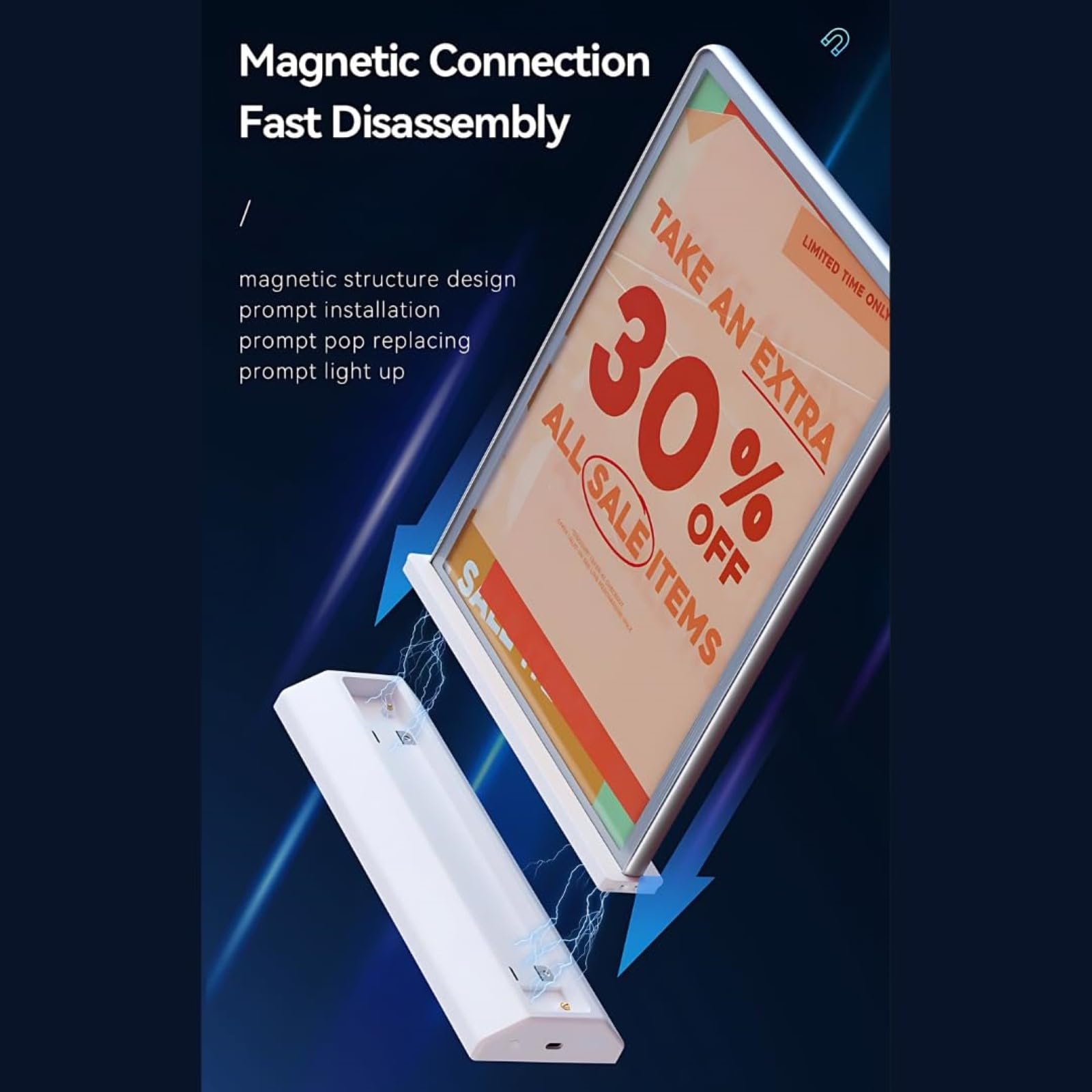 Caja De Luz Led Publicitaria De Escritorio Recargable A4/a5 – De Doble Cara, Soporte De Menú Portátil Con Luz Intermitente De Acrílico white A4 plug-in model