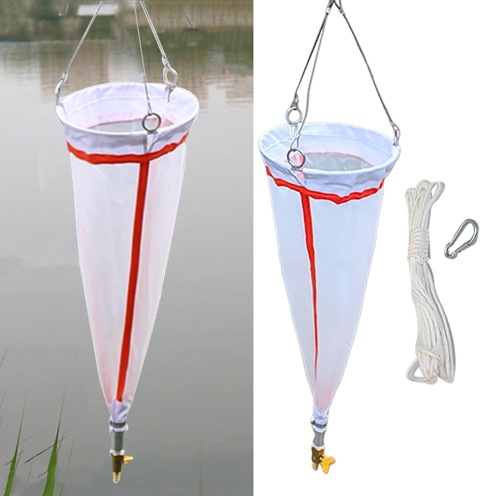 Campionatore d'Acqua 125 Mesh 200 Mesh Retino per Plancton, Campionatore Portatile per la Raccolta del Plancton Diametro della Rete 21 cm, Kit di Rete per Campionamento con Corda(200 Mesh)
