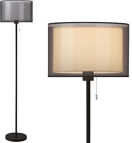 KDG Lámpara de pie moderna para sala de estar, lámpara de pie alta iluminación de esquina, pantalla de tela, bombilla LED, luz de poste brillante, disponible en Yaxa Peru