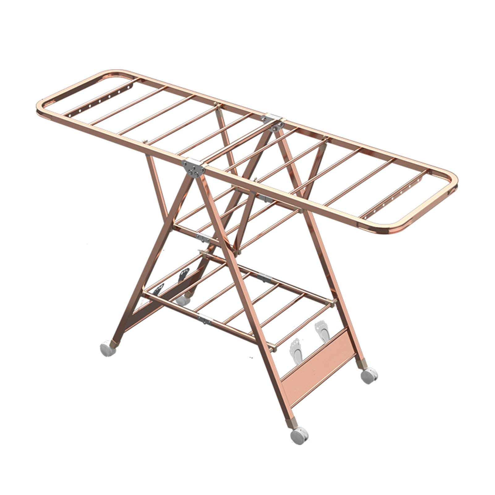 Étendoir à Linge, étendoirs Pliables, avec roulettes, étendoir à Linge modèle T, pour Un Rangement Facile en intérieur et en extérieur, Peut Supporter 150 kg