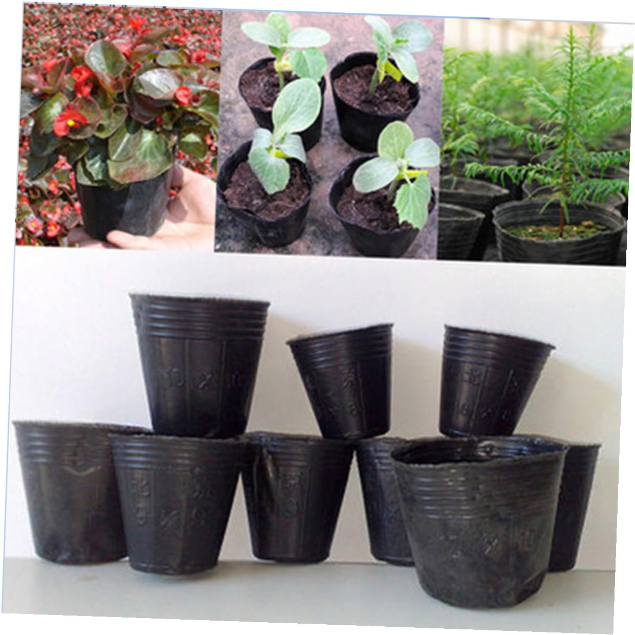 Homoyoyo 300 Pezzi Vaso da Vivaio 15x15 Cm in Plastica Degradabile Foro Drenante, Tazza Nutrizionale Leggera e Riutilizzabile per Piantine e Fiori da Giardino, Attrezzo da Giardinaggio