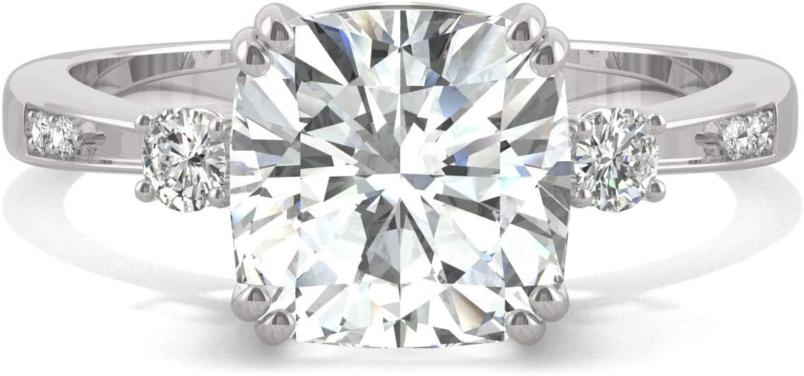 Charles & Colvard 14K Gold Moissanite 8mm Cushion Engagement Ring, 2.54cttw DEW