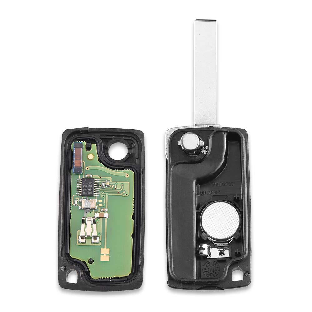 Funkschlüssel für Peugeot 307 308 408 für Citroen C2 C3 C4 C5 C6 C8 433MHZ | 3Tasten,HCA/Hu83,CE0536,PCF7941 ID46Chip,Autoschlüssel Gehäuse,mit Batterie
