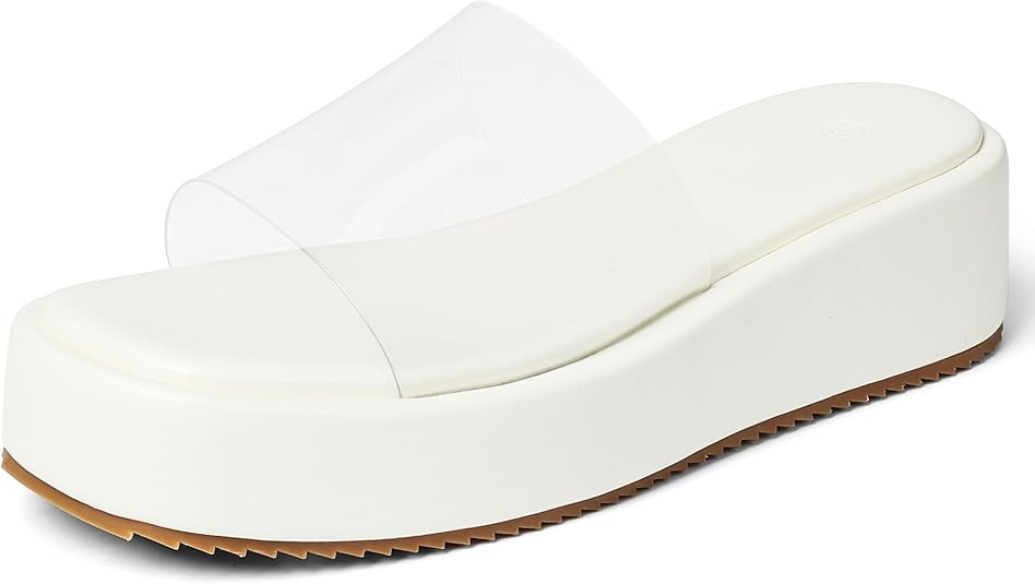 Chunky Platform Sandals Women Comfy Padded Wedge Sandals Square Open Toe Soft Mules Platform Slides for Women Summer Casual Flatform Shoes