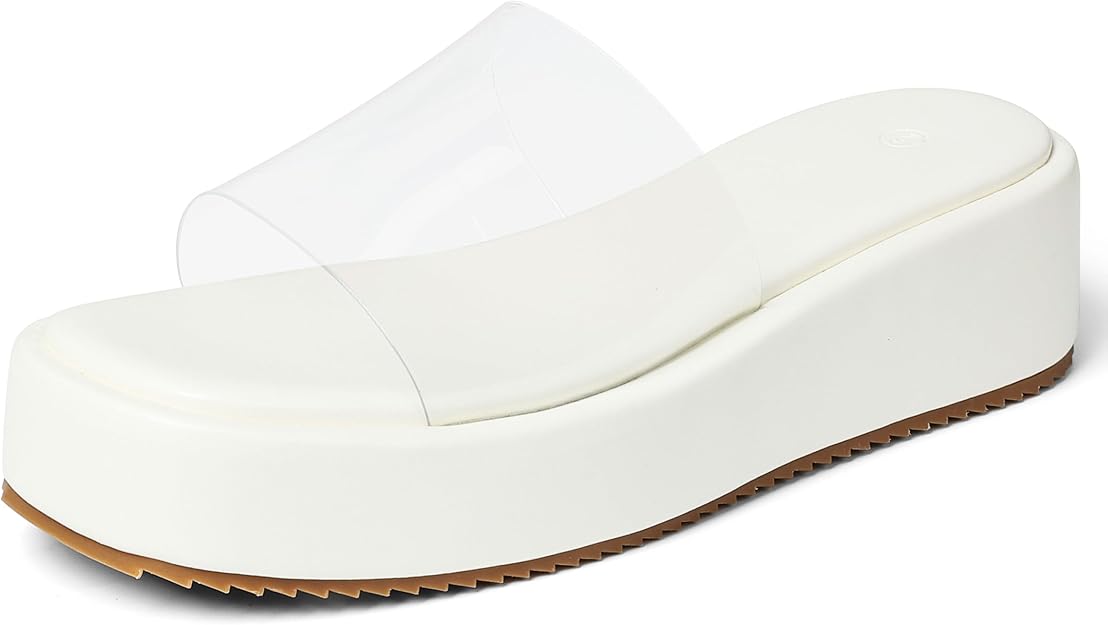 Chunky Platform Sandals Women Comfy Padded Wedge Sandals Square Open Toe Soft Mules Platform Slides for Women Summer Casual Flatform Shoes