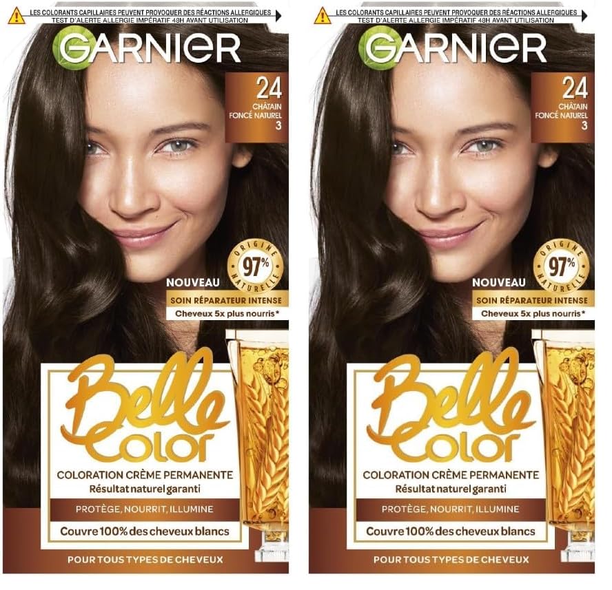 Garnier - Belle Color - Coloration permanente Châtain - 24 Châtain foncé naturel (Lot de 2)