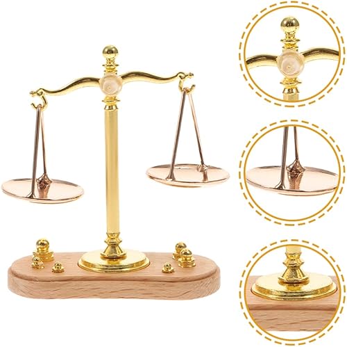 Miniatura 2 de Zerodeko Báscula de baño para decoración del hogar, 2 unidades, mini balanzas con 12 pesos, escala 1:12, modelo retro de mini escala de justicia,