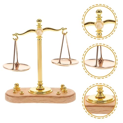 Miniatura 2 de 2 mini básculas de equilibrio con 12 pesos, escala 112, modelo retro de mini escala de justicia, juguetes de ciencia para escenas, decoración de