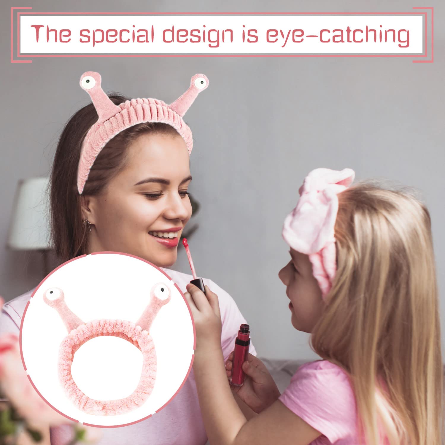 AWAVM Fascia per capelli per il lavaggio del viso, fasce per capelli con palma e lumaca spa Fasce per capelli per trucco da donna in pile corallo carino fascia elastica accessori creativi