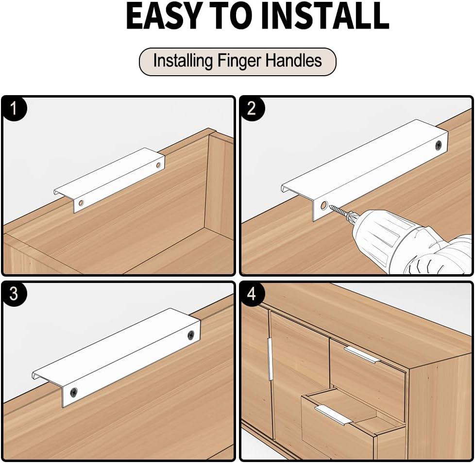 5 Pack Edge Black Hidden Drawer Door Cabinet Handle Aluminum Alloy Finger Bar Pull Concealed Furniture Hardware Back Mount Dresser Handles for Kitchen Bathroom 600mm(23.6 Inch)