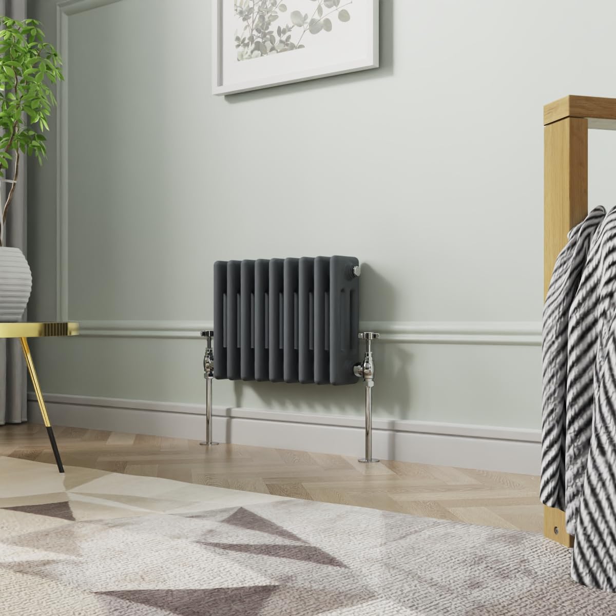 Nrg Anthracite 300 X 425Mm Horizontal Cast Iron Radiator Triple Panel